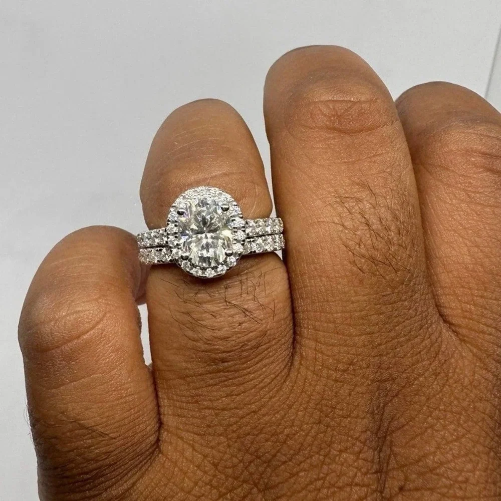 Moissanite Engagement Ring Oval Cut GRA Certified Wedding Anniversary 18K 925 - Picture 6 of 14